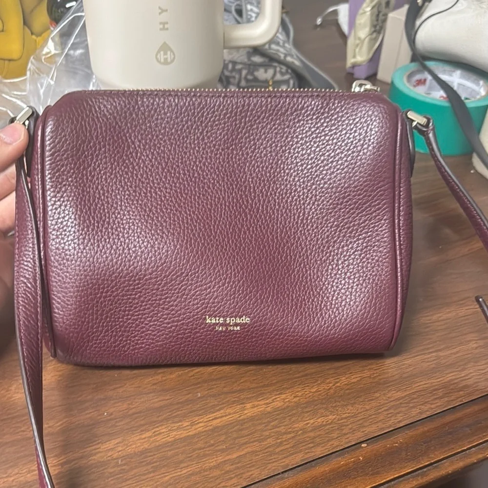 Kate Spade Polly Leather Crossbody Bag Cherrywood
